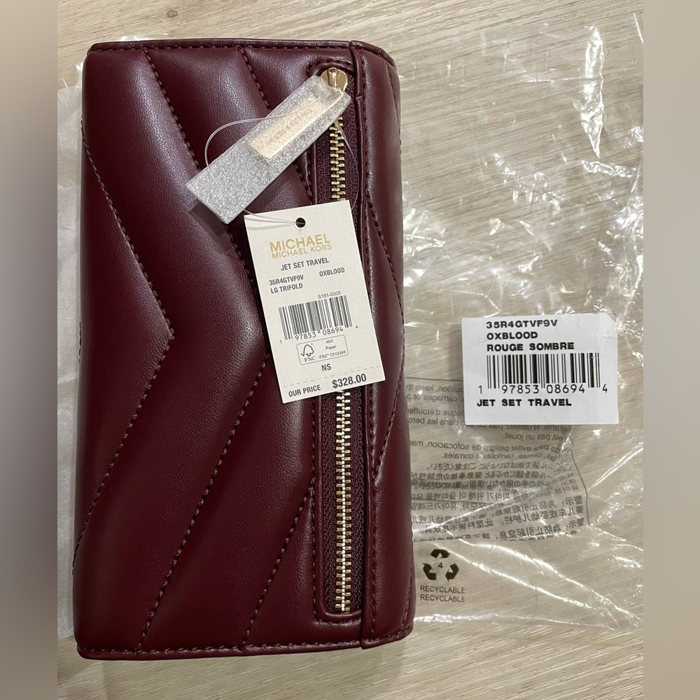 Michael Kors Jet Set Travel Oxblood Wallet - Picture 4 of 5